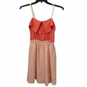 Xhilaration Peach & Cream Stripe Smock Waist Dress